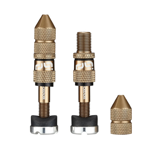 Quickfill SCHRADER Tubeless Valves | Gen2 | 23-31mm  Depth | 2 Pieces | BRONZE (TR2UNA-134)