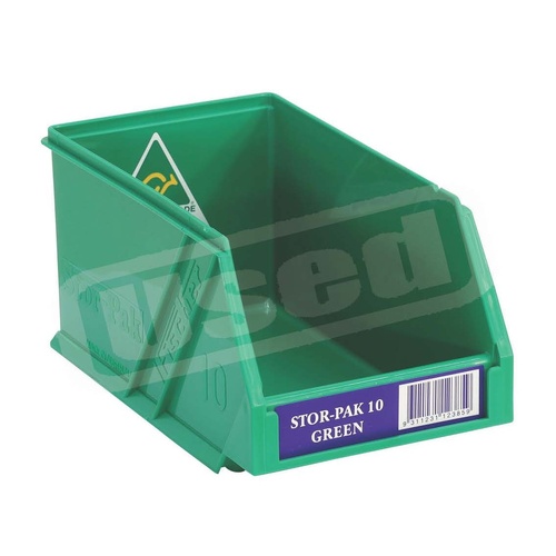 USED Stor-Pak No. #10 (100x170x85mm) WxDxH 1.0L capacity -GREEN (6 per carton)
