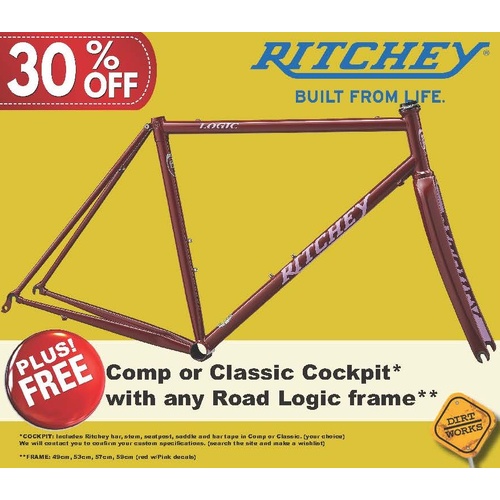 FRAMESET Road Logic Frame Kit RED w/PINK Logo 53cm - (97352007013)